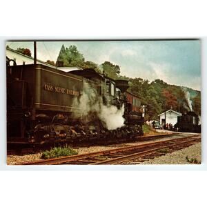 Cass Scenic Railroad Engines #4 & #5 Photochrome Postcard Vintage